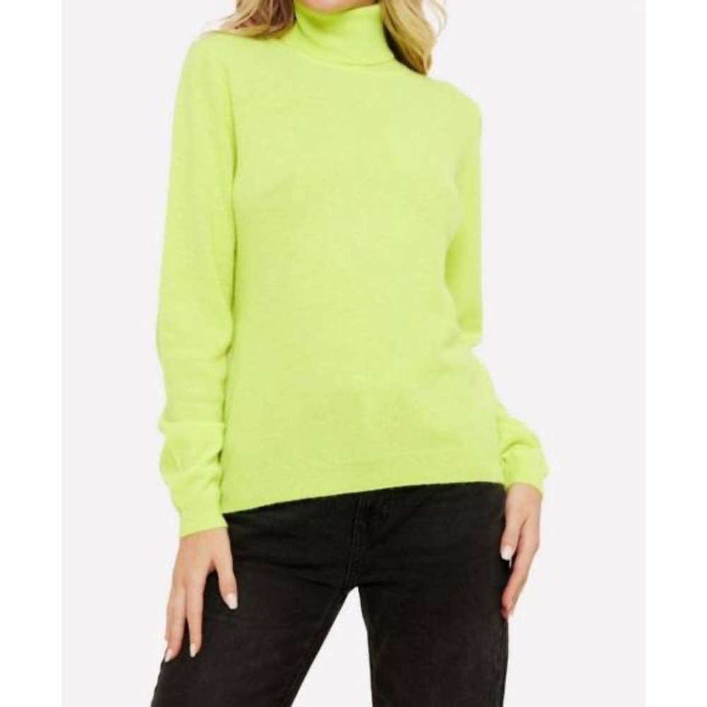 NEW BRODIE CASHMERE roll neck sweater in neon yellow